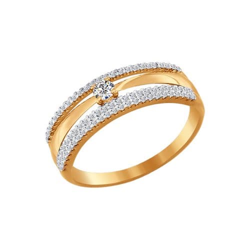 Золотое кольцо с фианитом SOKOLOV 016544