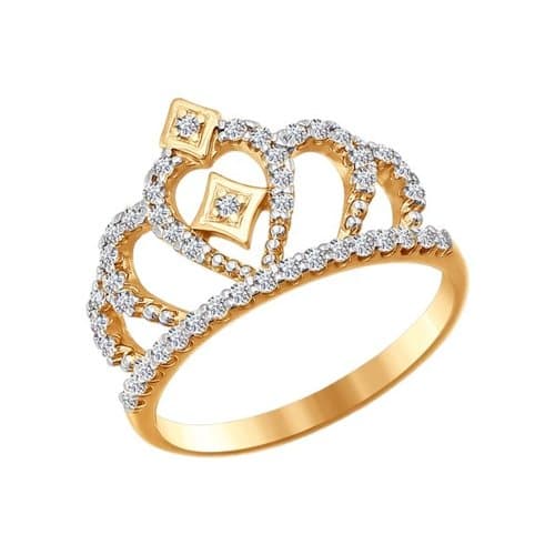 Золотое кольцо с фианитом SOKOLOV 016628