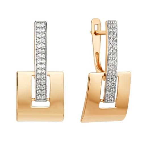 Золотые серьги с фианитом ДИНАСТИЯ 016982-1102