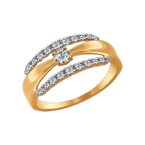 Золотое кольцо с фианитом SOKOLOV 017039