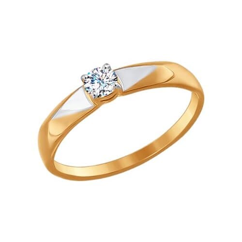 Золотое помолвочное кольцо с фианитом SOKOLOV 017131