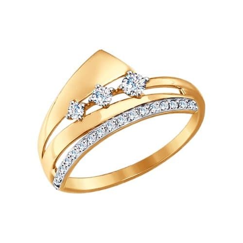 Золотое кольцо с фианитом SOKOLOV 017314