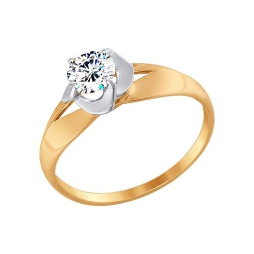 Золотое кольцо с фианитом SOKOLOV 017396