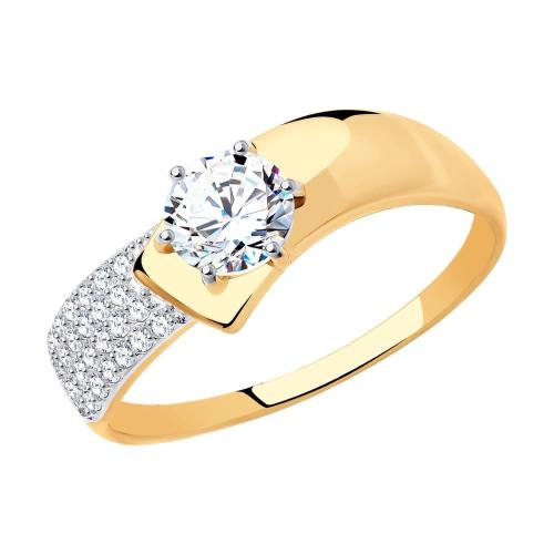 Золотое кольцо с фианитом SOKOLOV 017402