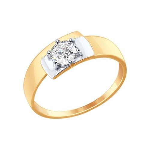 Золотое кольцо с фианитом SOKOLOV 017412