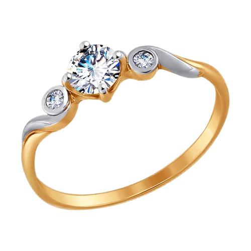 Золотое кольцо с фианитом SOKOLOV 017435