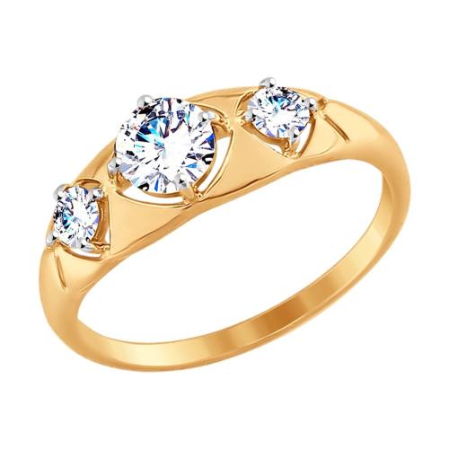 Золотое кольцо с фианитом SOKOLOV 017500