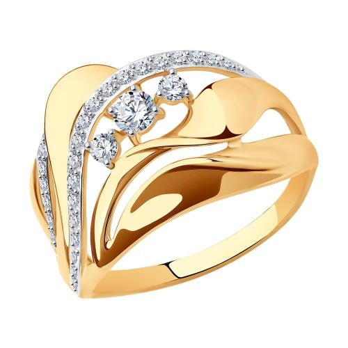 Золотое кольцо с фианитом SOKOLOV 017501