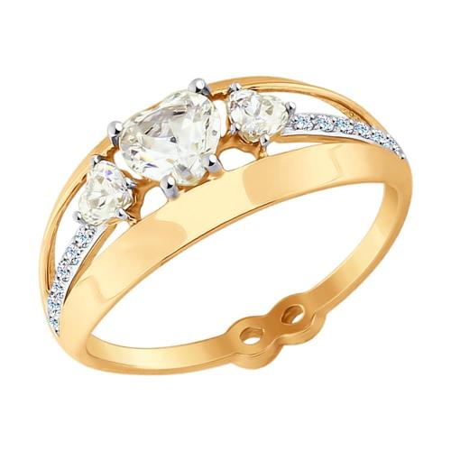 Золотое кольцо с фианитом SOKOLOV 017594