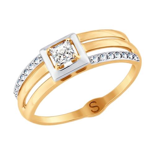 Золотое кольцо с фианитом SOKOLOV 017696