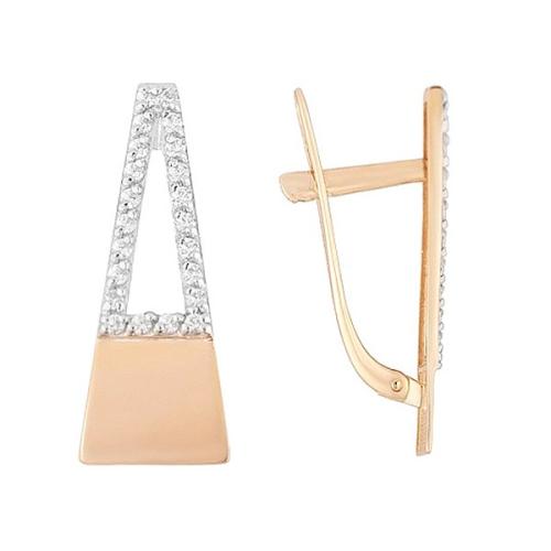 Золотые серьги с фианитом ДИНАСТИЯ 017772-1102