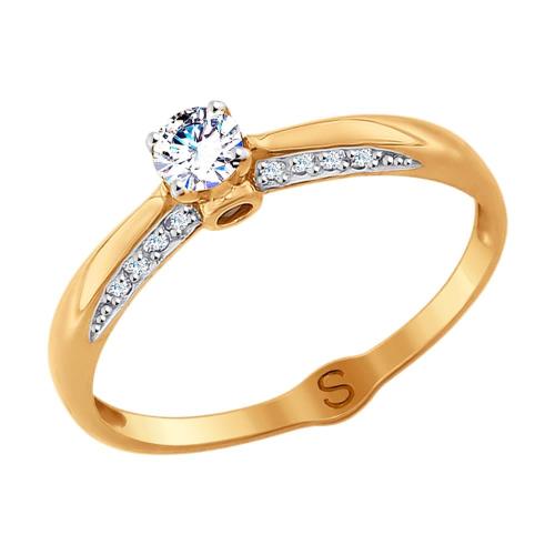 Золотое помолвочное кольцо с фианитом SOKOLOV 017824