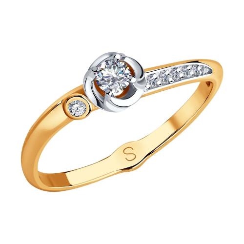 Золотое кольцо с фианитом SOKOLOV 017968