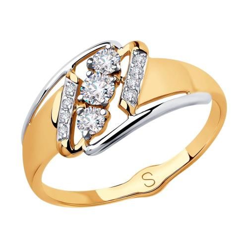 Золотое кольцо с фианитом SOKOLOV 018073