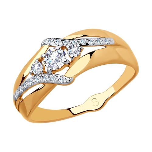 Золотое кольцо с фианитом SOKOLOV 018086