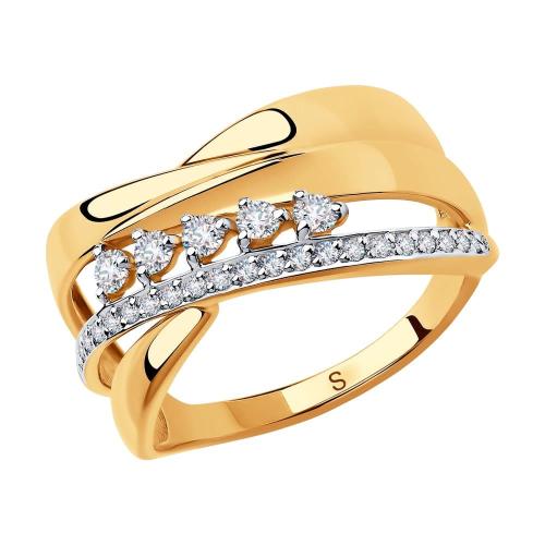 Золотое кольцо с фианитом SOKOLOV 018304