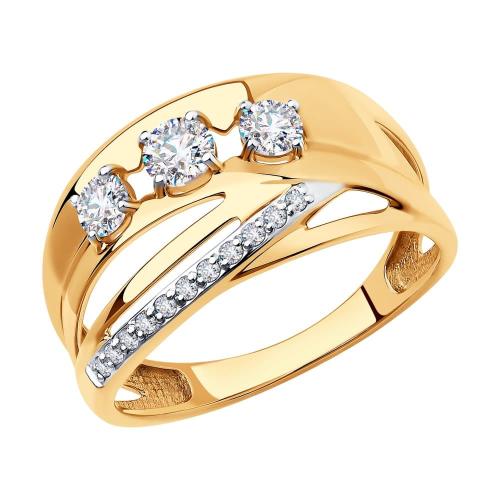 Золотое кольцо с фианитом SOKOLOV 018516