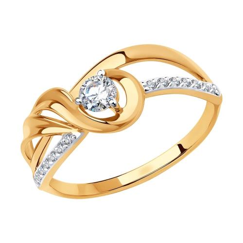 Золотое кольцо с фианитом SOKOLOV 018633
