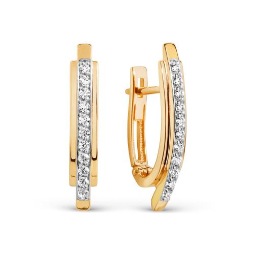 Золотые серьги дорожки с фианитом ДИНАСТИЯ 018692-1102