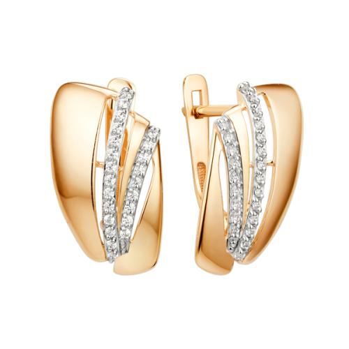 Золотые серьги с фианитом ДИНАСТИЯ 019462-1102