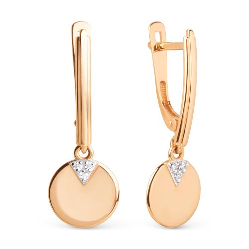 Золотые серьги с фианитом ДИНАСТИЯ 019852-1102