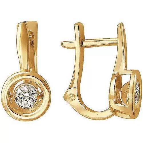 Серьги с танцующим фианитом из золота МАГИЯ ЗОЛОТА 01С117960