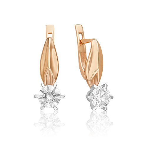 Золотые серьги с кристаллом swarovski ПЛАТИНА 02-0494-00-501-