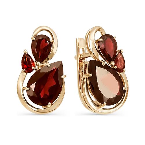 Золотые серьги с гранатом МАСТЕР БРИЛЛИАНТ 02-1-141-0300-010