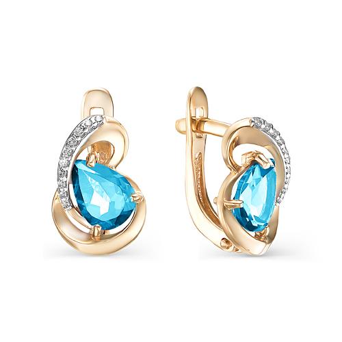 Золотые серьги с топазом и фианитом МАСТЕР БРИЛЛИАНТ 02-1-748-1301-011