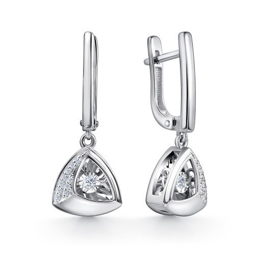 Серьги с танцующим бриллиантом из белого золота GRIGORIEV 02-12-51027-31-00-1 Серьги с танцующим бриллиантом из белого золота GRIGORIEV 02-12-51027-31-00-1