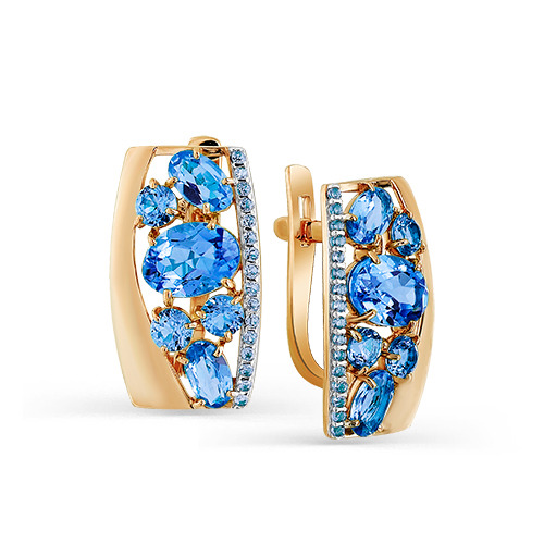 Золотые серьги с топазом МАСТЕР БРИЛЛИАНТ 02-2-237-13