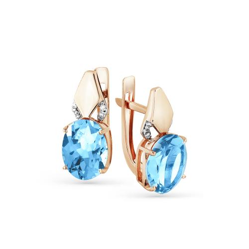 Золотые серьги с топазом и фианитом МАСТЕР БРИЛЛИАНТ 02-2-683-1301-011