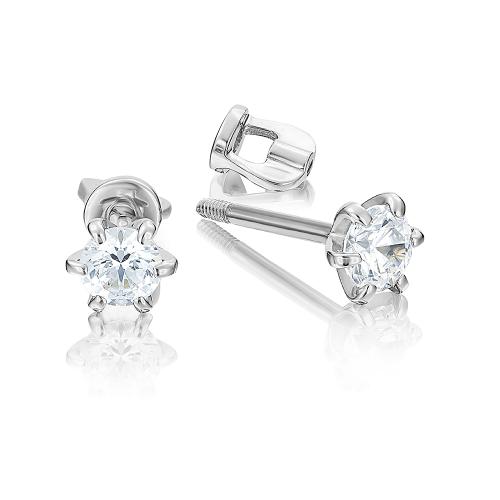 Серьги пусеты-гвоздики из белого золота с кристаллом swarovski ПЛАТИНА 02-2073-00-501-1120-38