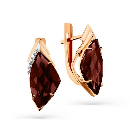 Золотые серьги с гранатом и фианитом МАСТЕР БРИЛЛИАНТ 02-3-186-7001-011 Золотые серьги с гранатом и фианитом МАСТЕР БРИЛЛИАНТ 02-3-186-7001-011