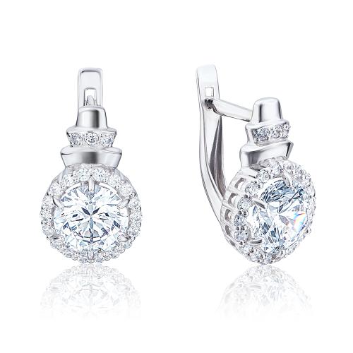 Серьги из белого золота с кристаллом swarovski ПЛАТИНА 02-3030-00-501-1120-38 Серьги из белого золота с кристаллом swarovski ПЛАТИНА 02-3030-00-501-1120-38