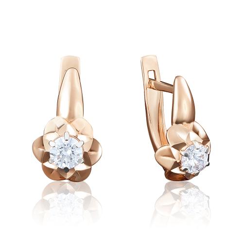 Золотые серьги с кристаллом swarovski ПЛАТИНА 02-3822-00-501-1110-38