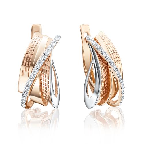Золотые серьги с фианитом ПЛАТИНА 02-4031-00-401-1110-48