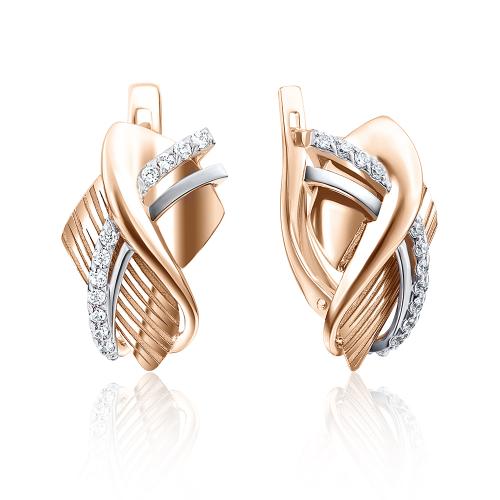 Золотые серьги с фианитом ПЛАТИНА 02-4046-00-401-1110-65