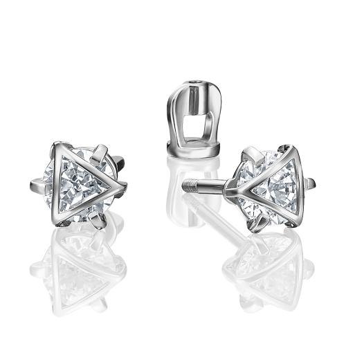 Серьги пусеты-гвоздики из белого золота с кристаллом swarovski ПЛАТИНА 02-4116-00-501-1120-38 Серьги пусеты-гвоздики из белого золота с кристаллом swarovski ПЛАТИНА 02-4116-00-501-1120-38