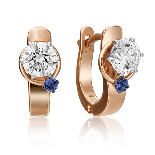 Золотые серьги с кристаллом swarovski ПЛАТИНА 02-4244-00-504-1111-38