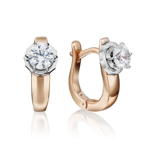 Золотые серьги с кристаллом swarovski ПЛАТИНА 02-4290-00-501-1111-38