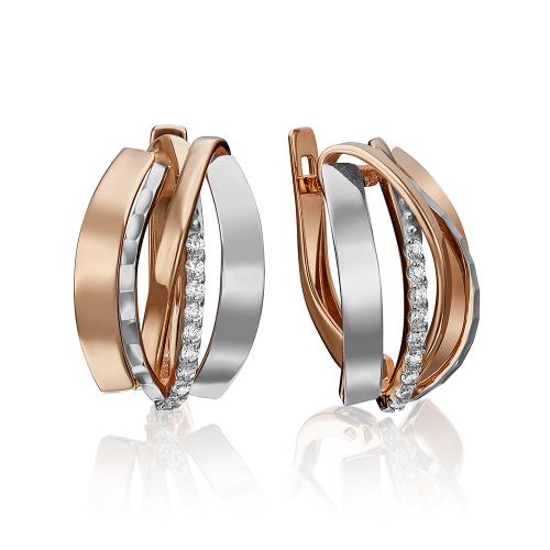 Золотые серьги с фианитом ПЛАТИНА 02-4295-00-401-1111-42