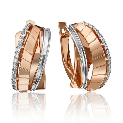 Золотые серьги с фианитом ПЛАТИНА 02-4305-00-401-1110-48