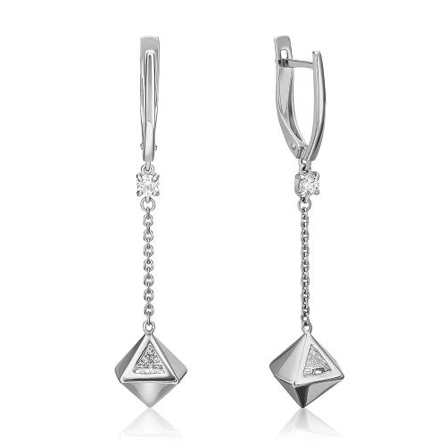 Длинные серьги из белого золота с кристаллом swarovski ПЛАТИНА 02-4590-00-501-1120-38