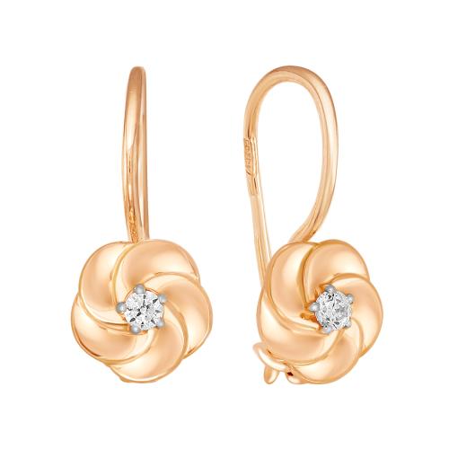 Золотые серьги с цирконием ЗОЛОТЫЕ УЗОРЫ 02-7868 Золотые серьги с цирконием ЗОЛОТЫЕ УЗОРЫ 02-7868