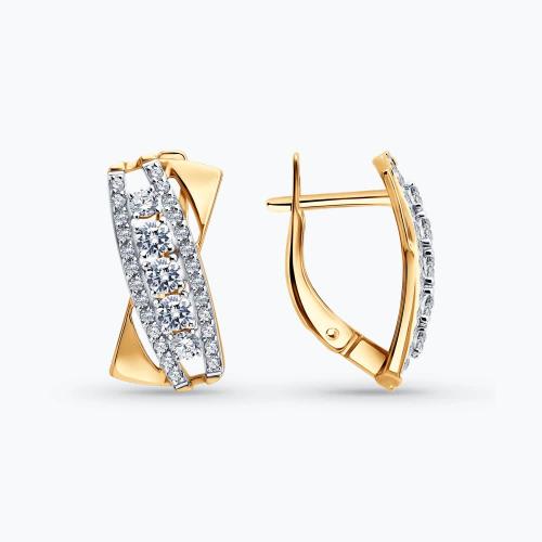 Золотые серьги с фианитом SOKOLOV 0200761