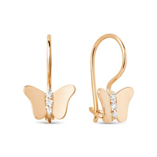 Золотые серьги с фианитом ДИНАСТИЯ 021122-1102