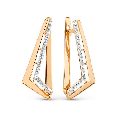 Золотые серьги с фианитом ДИНАСТИЯ 021182-1102