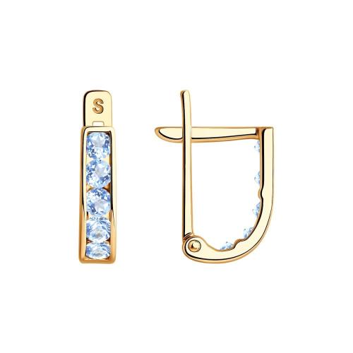 Золотые серьги с фианитом SOKOLOV 021500