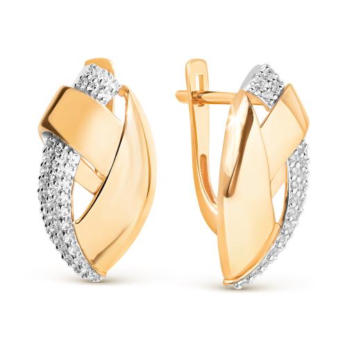 Золотые серьги с фианитом ДИНАСТИЯ 022612-1102